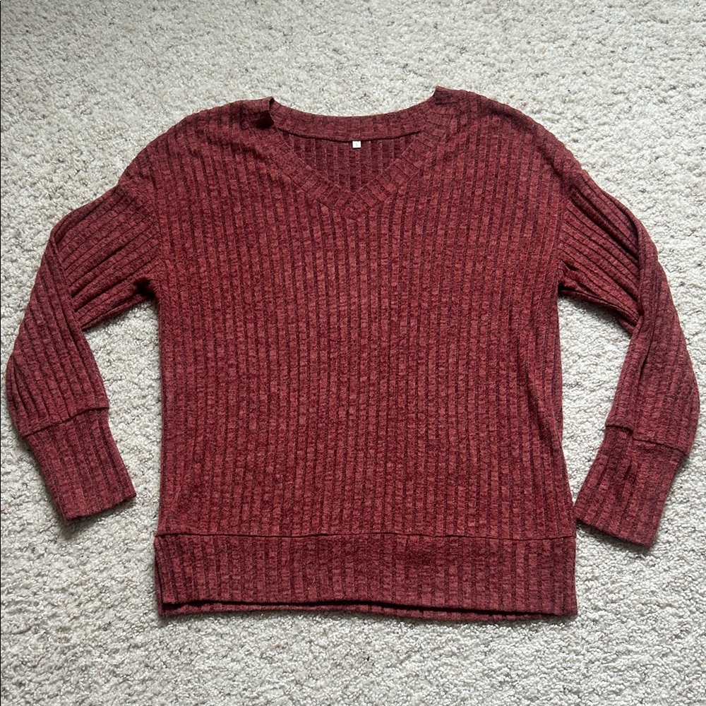 Women's Ribbed V-Neck Sweater